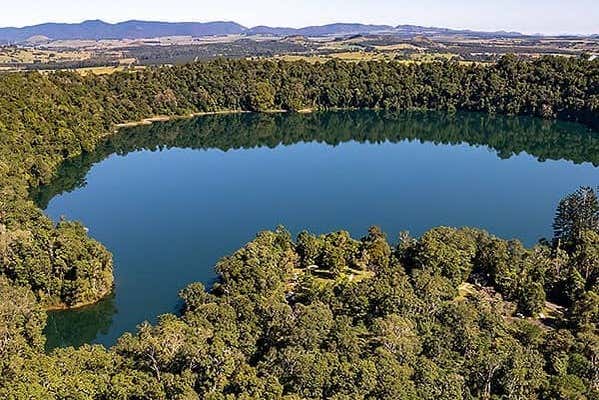 Vista aérea do lago Eacham