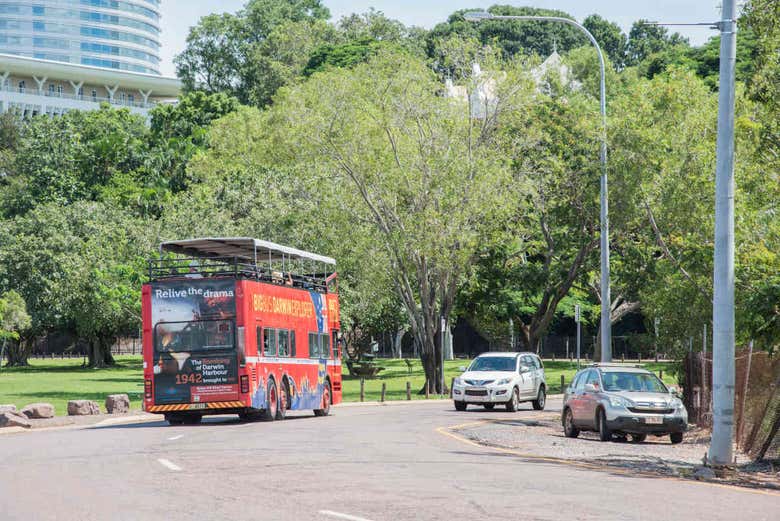 À bord du bus touristique de Darwin