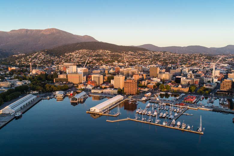 Vue aérienne sur Hobart