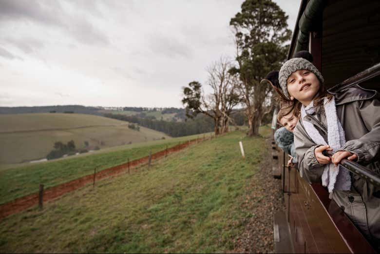 Vistas do trem Puffing Billy