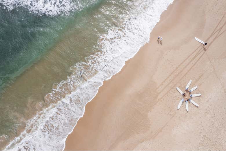 Vue aérienne sur la plage
