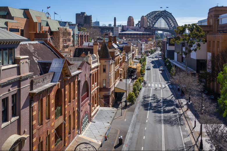 Stroll through the The Rocks neighborhood