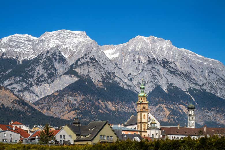 Las montañas están muy presentes en Hall in Tirol