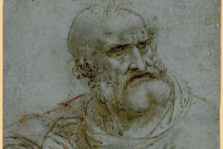 "Figura de medio cuerpo de un apóstol" de Leonardo da Vinci