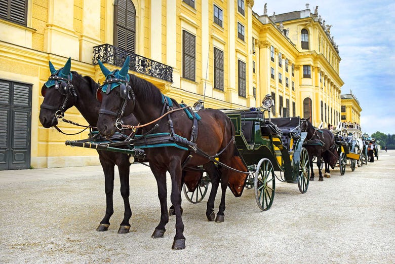 Horse drawn carriages outside Schönbrunn Palace