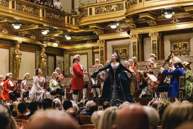 Cantantes en el escenario del Musikverein