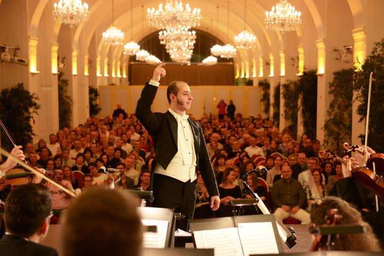 Desfrutando o concerto no Palácio Schönbrunn