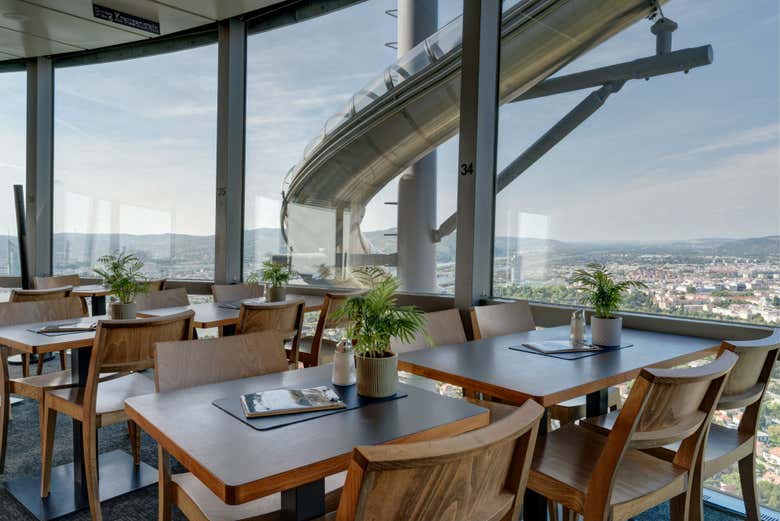 Visit the restaurant of the Danube Tower