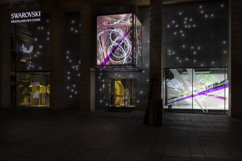 The Swarovski House at night