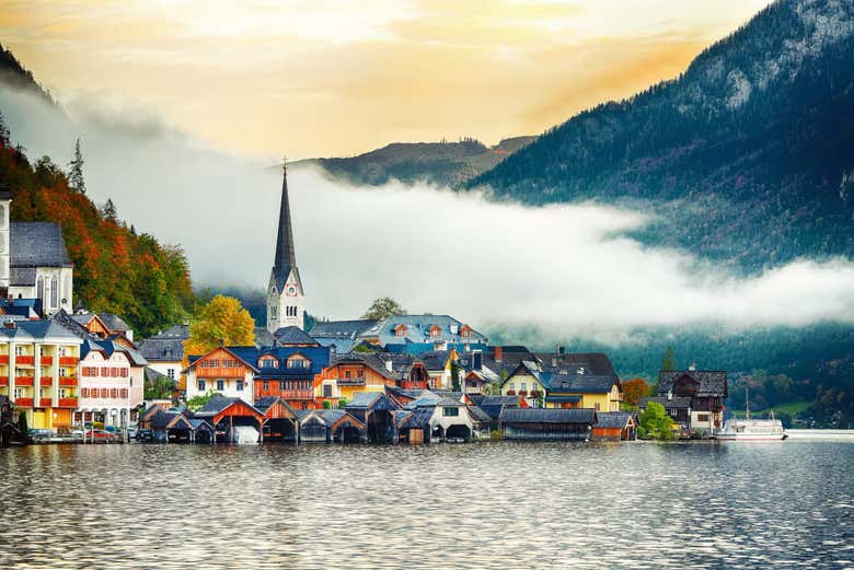 Panorama di Hallstatt, un paesino delle Alpi austriache