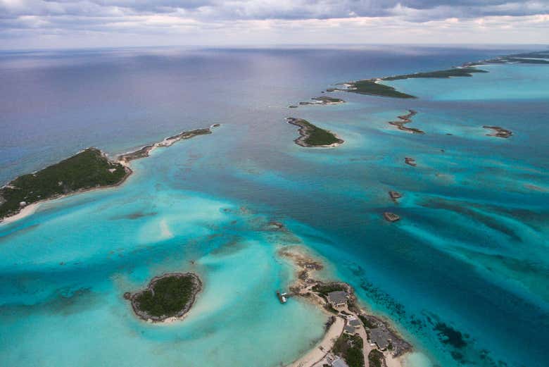 Vue sur les bahamas depuis l'avion
