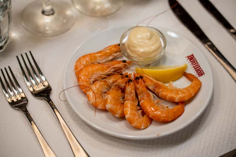 Plato de langostinos