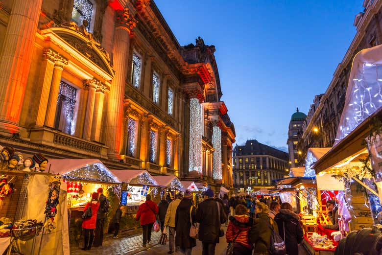 Mercadillo de Navidad en el centro de Bruselas