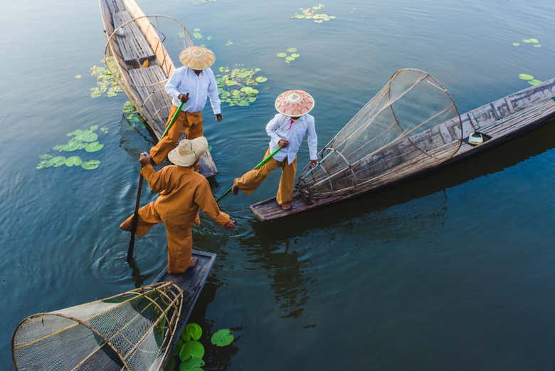 Pescadores en el lago Inle