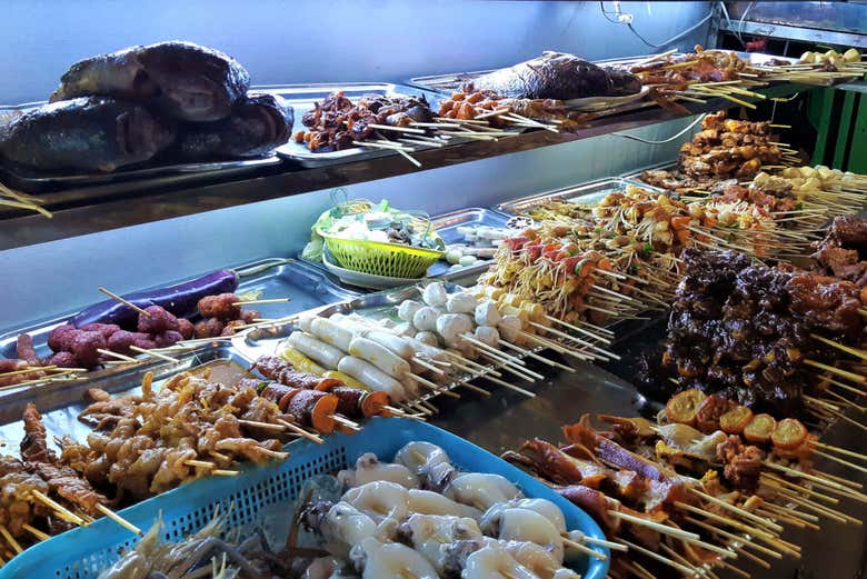 Puestos de comida en Rangún