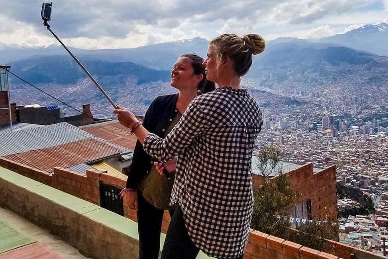 Selfie com vistas para La Paz