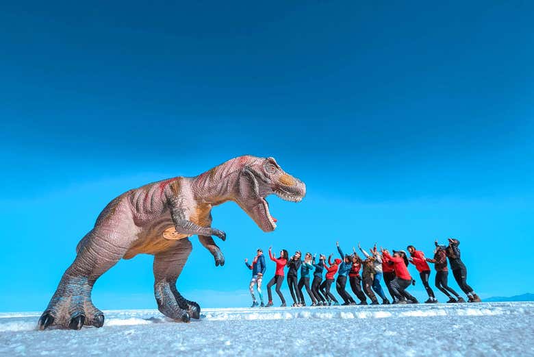 Fotos creativas con efecto visual en el salar de Uyuni
