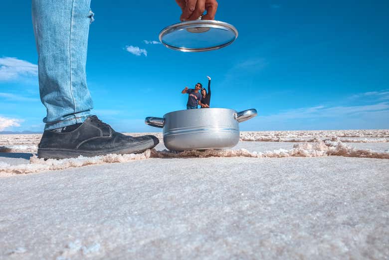 ¡Momento foto en el salar de Uyuni!