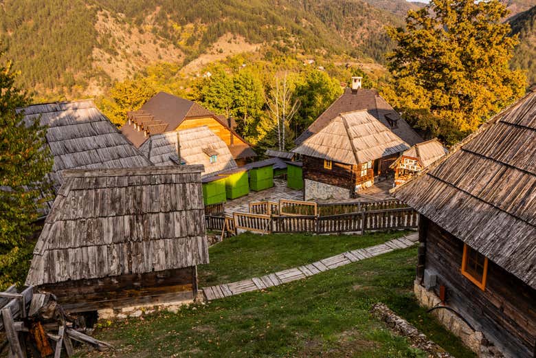 Explore the wooden houses of Drvengrad