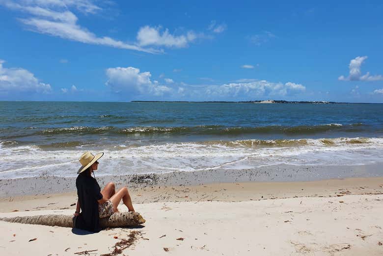 Desfrutando do sol na praia