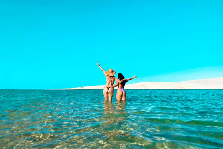 Momento da foto nos Lençóis Maranhenses!