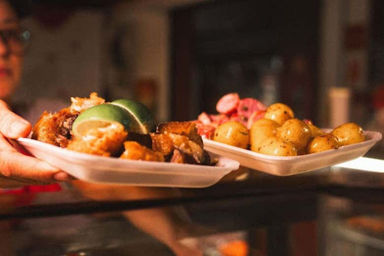 Local dishes at the market