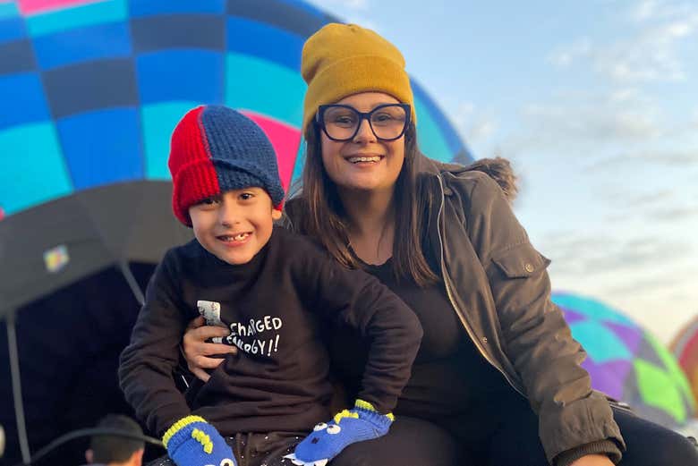 Passeio de balão em família