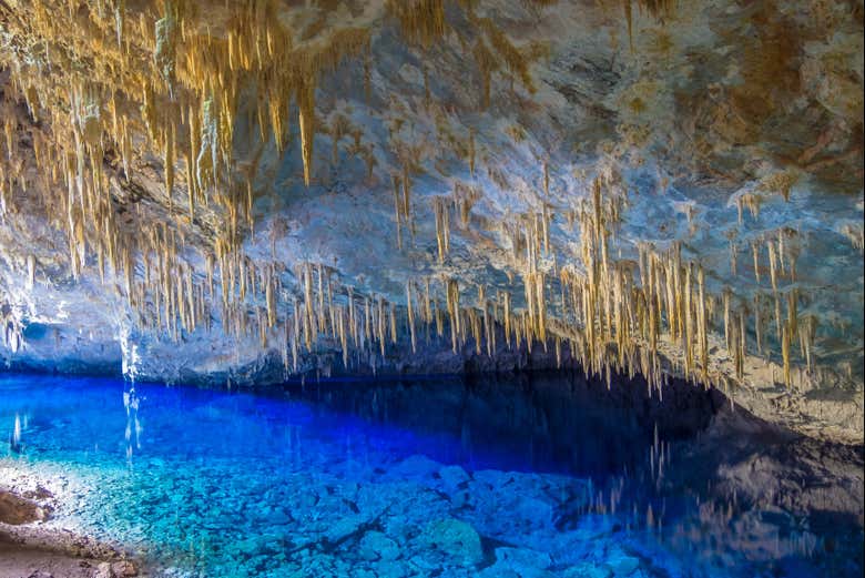Crystal clear waters in the Blue Lake grotto