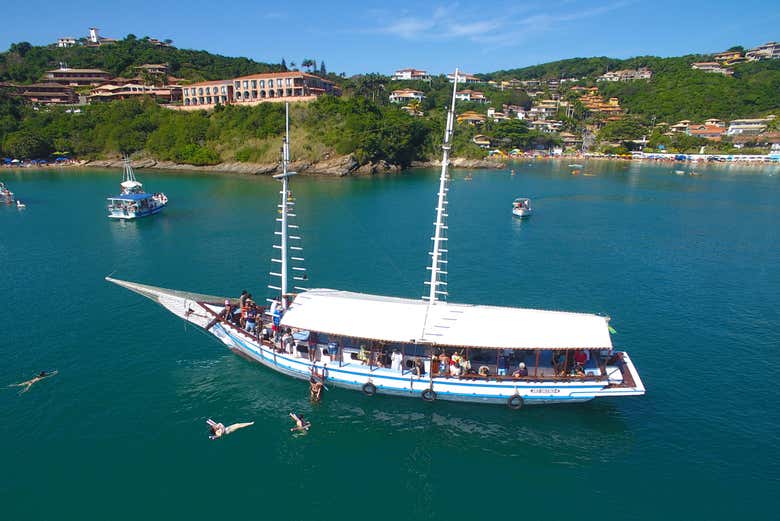 Parada para nadar em uma das praias de Búzios