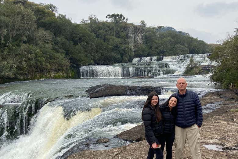 Parada em uma das cachoeiras