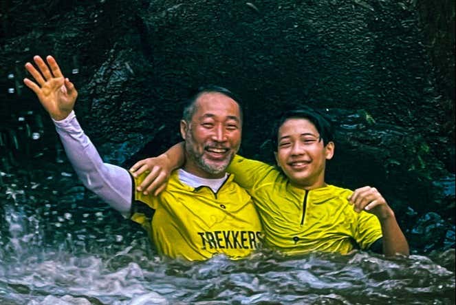Fun in the waterfall