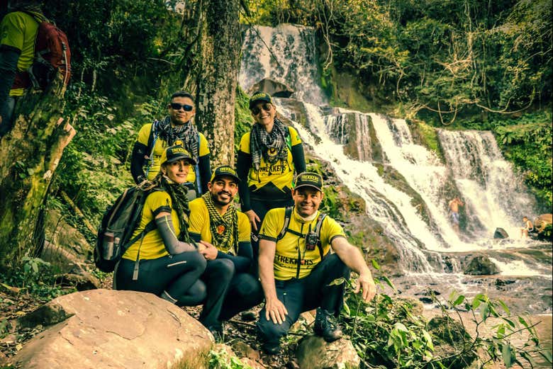 Enjoying the waterfall hike