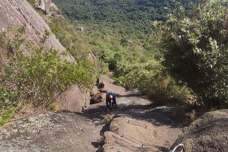 Climbing the Morro de Anhangava