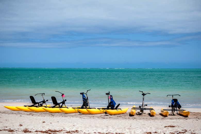 As bicicletas preparadas para a travessia