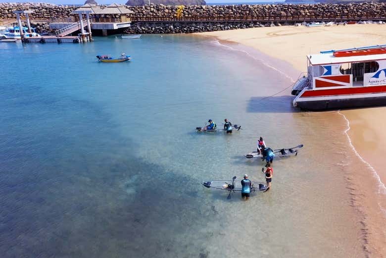 Preparing the see-through kayaks