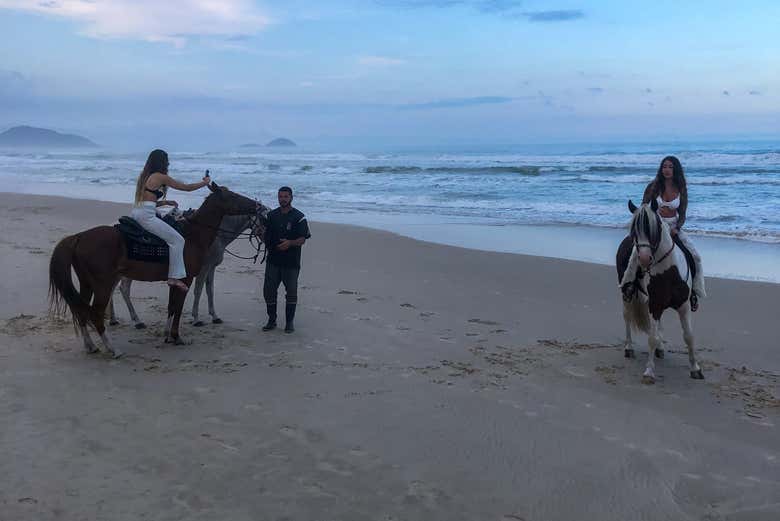 Enjoy the beach at sunset 