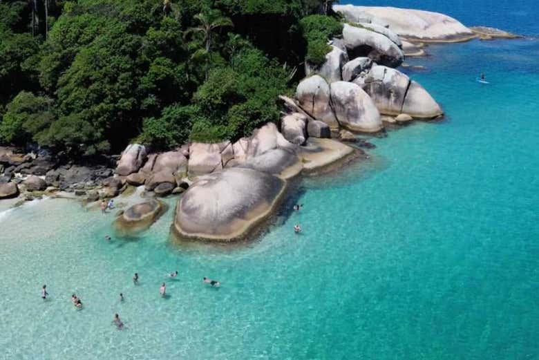 Vista áerea da deslumbrante Ilha do Campeche