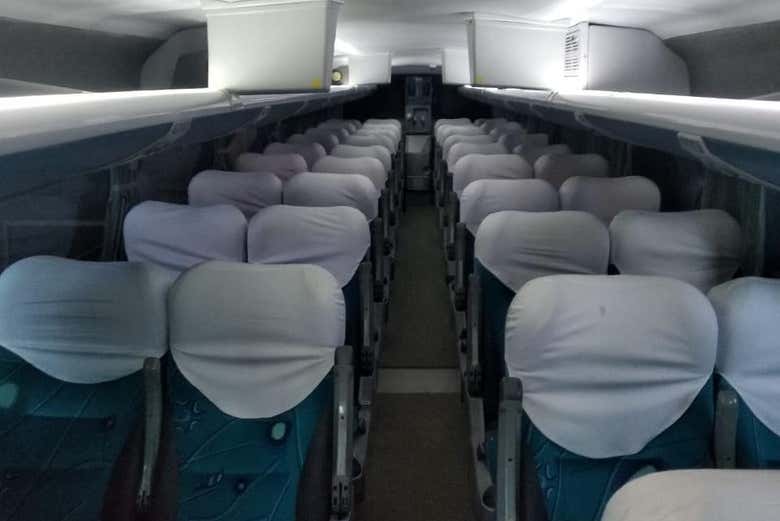 Interior de uno de los vehículos del traslado