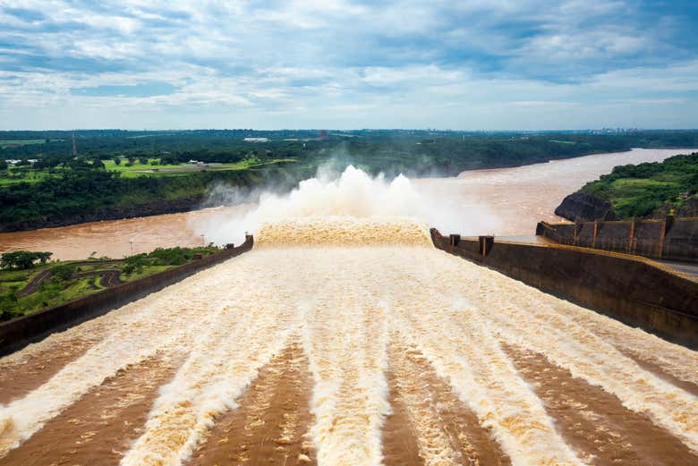 Water from the dam