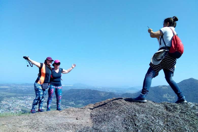 Taking a photo at the top