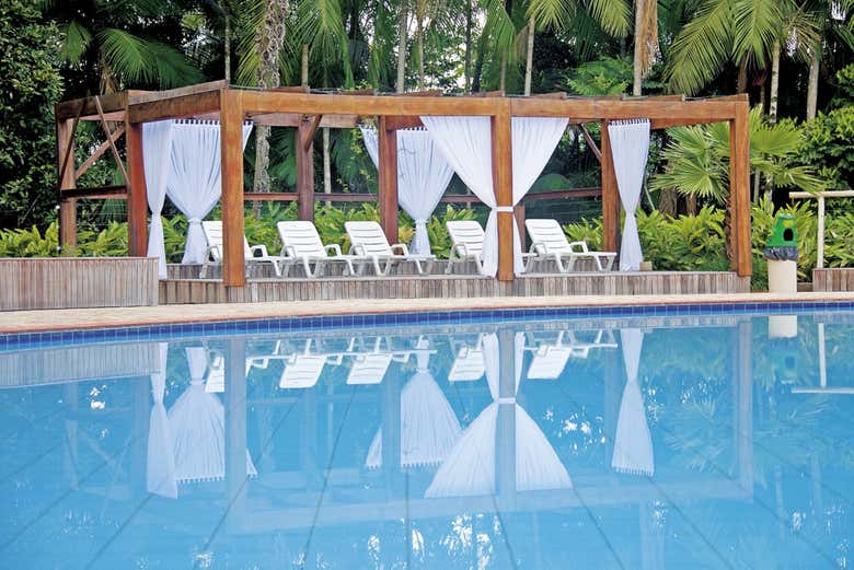 Zona para relaxar no Parque Aquático Cascanéia