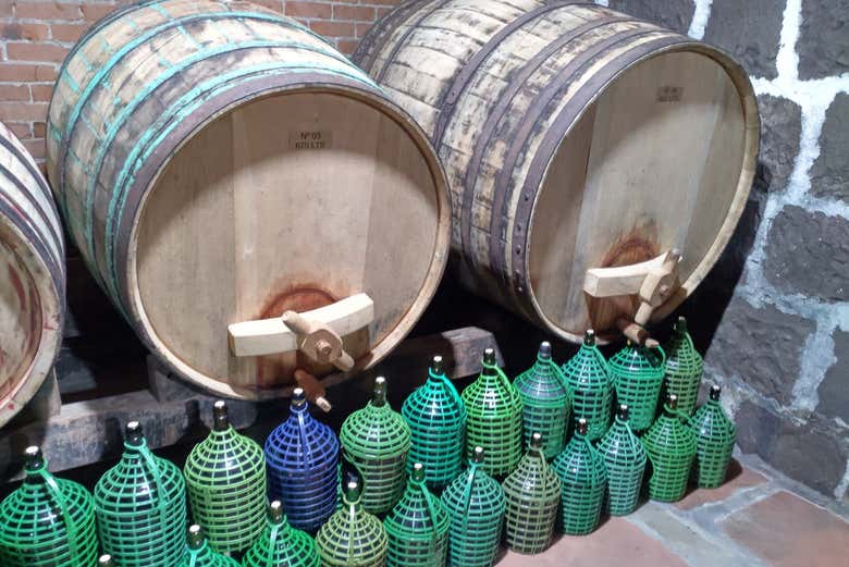 Enormes barris para armazenar o vinho