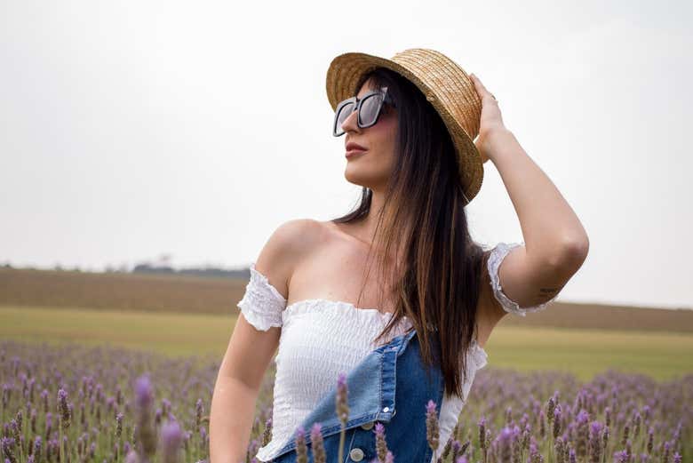 Foto nos campos de lavanda