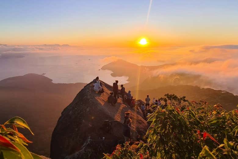 A group enjoying the sunrise