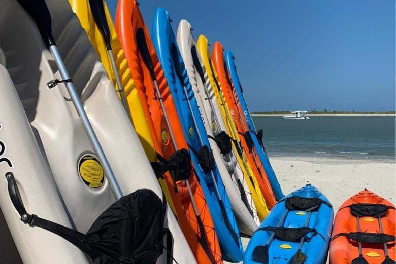 Kayaks on the beach