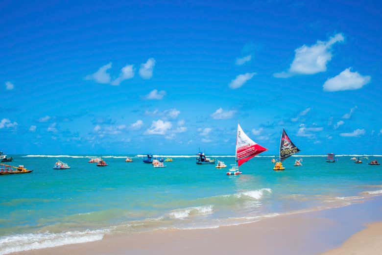 Barcos na praia de Porto de Galinhas