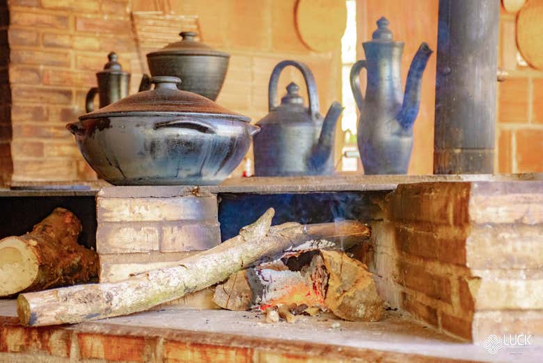 Traditional food cooked on a wood-fire