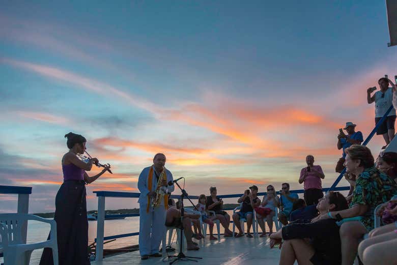 Enjoying the sunset with live music
