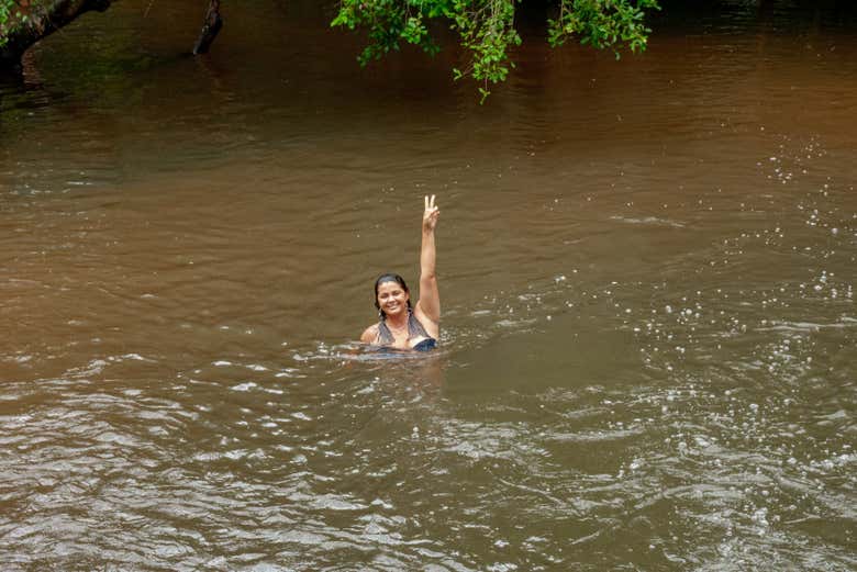 Desfrutando de um mergulho