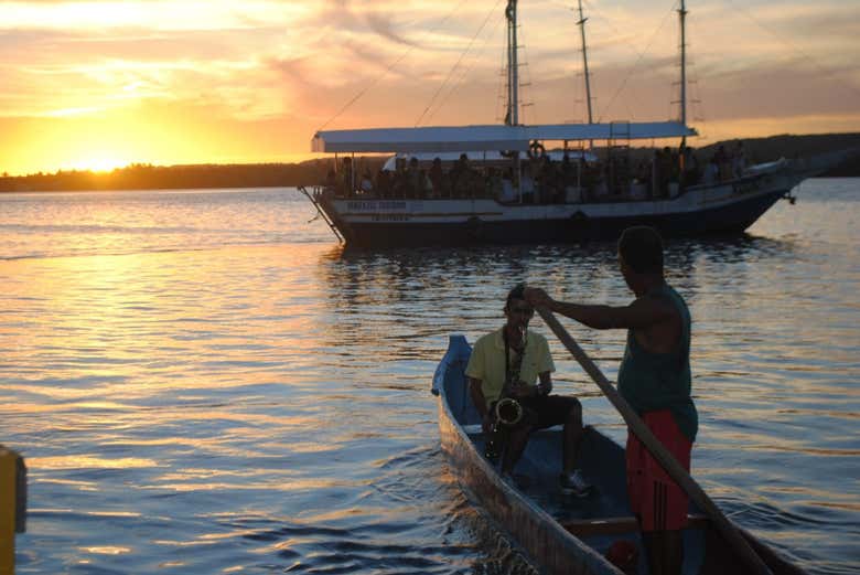 Puesta de sol sobre la laguna Mundaú